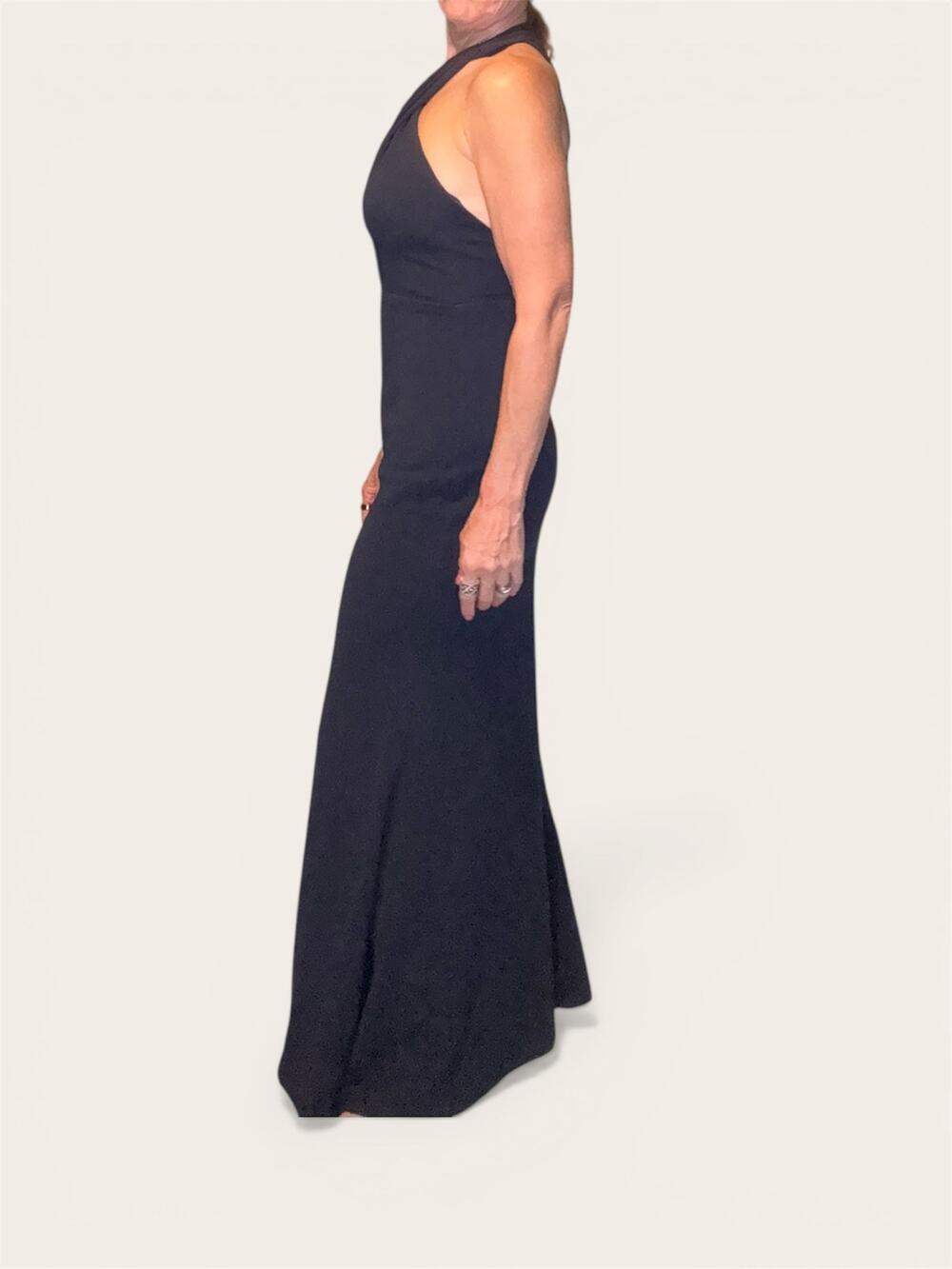 JS Collections Navy Halter Neck Open Back Formal Maxi Gown
